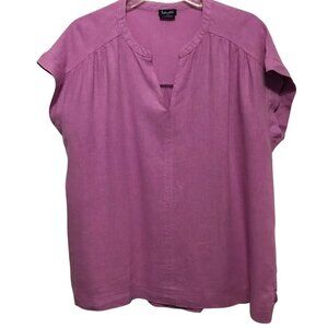 Splendid NWOT Smock-Style Blouse Cap Sleeve Linen Blend Women's Size L Orchid